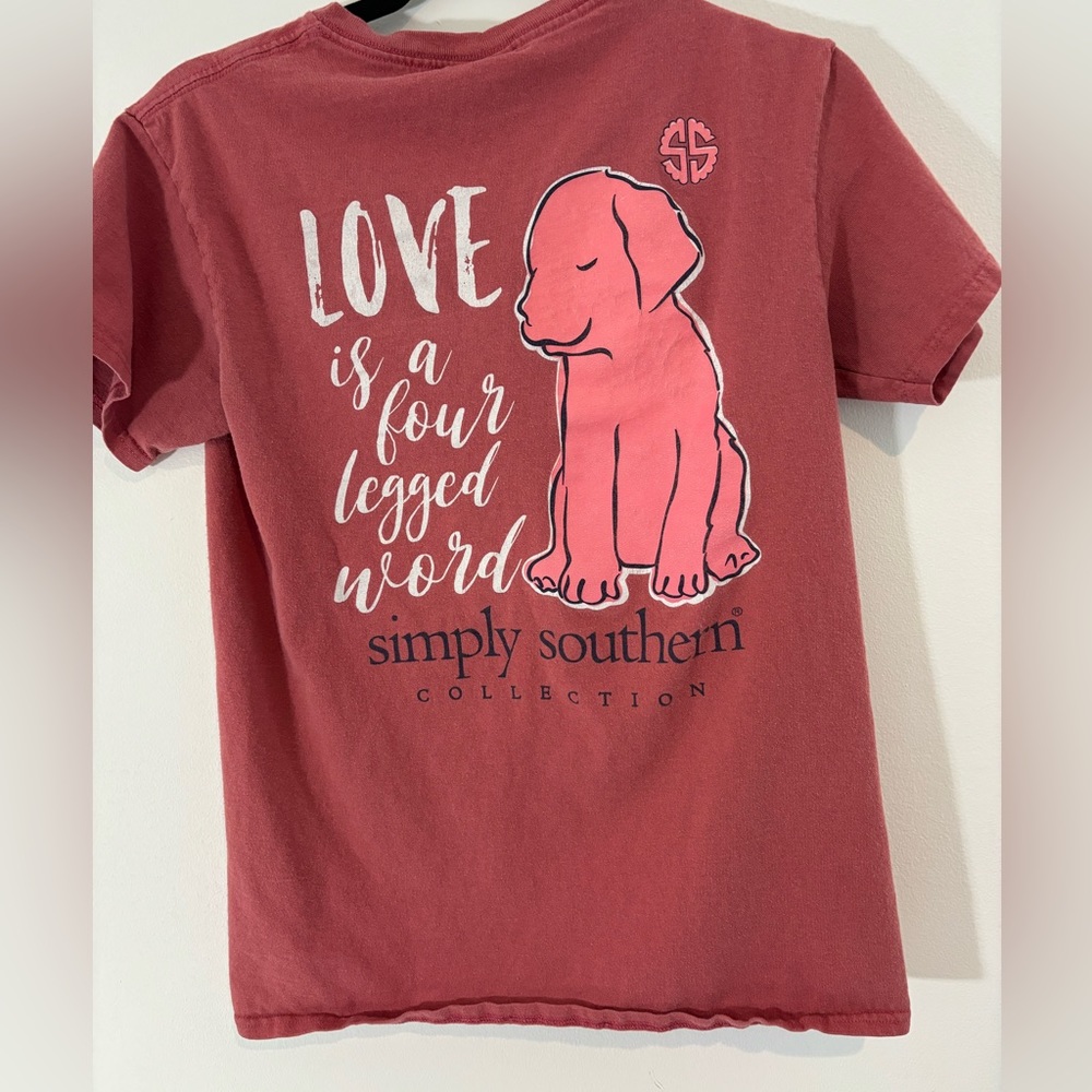 Simply Southern Size Small Tshirt Love is a Four Legged word Dog Comfy Casual
